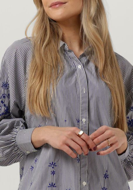 Blaue SCOTCH & SODA Minikleid STRIPED SHIRT DRESS WITH EMBROIDERY IN ORGANIC COTTON - large