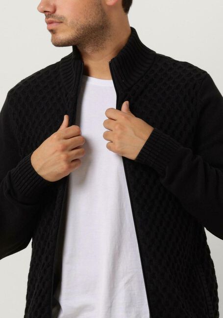 Schwarze PME LEGEND Strickjacke ZIP JACKET COTTON STRUCTURE MIX - large