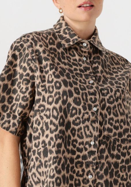 Braune CATWALK JUNKIE Minikleid DENIM DRESS WITH LEOPARD PATTERN - large