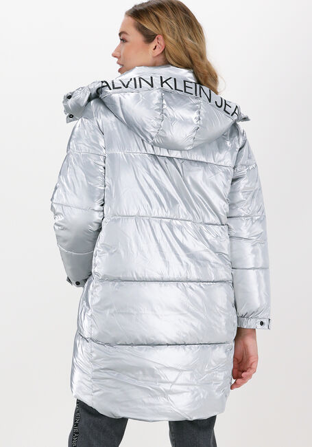 Silberne CALVIN KLEIN Wattierte Jack COCOON OVERSIZED SILVER JACKET - large