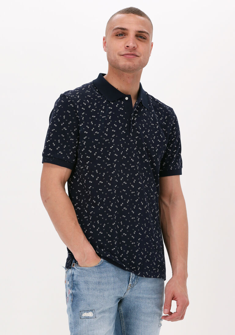 dunkelblau scotch & soda casual-oberhemd printed pique polo in organic cotton