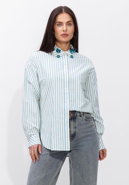 Wei&szlig;e JANSEN AMSTERDAM Blusen MICKY BLOUSE SA 751 STRIPE LONG SLEEVE SEQUINS AT COLLAR - large