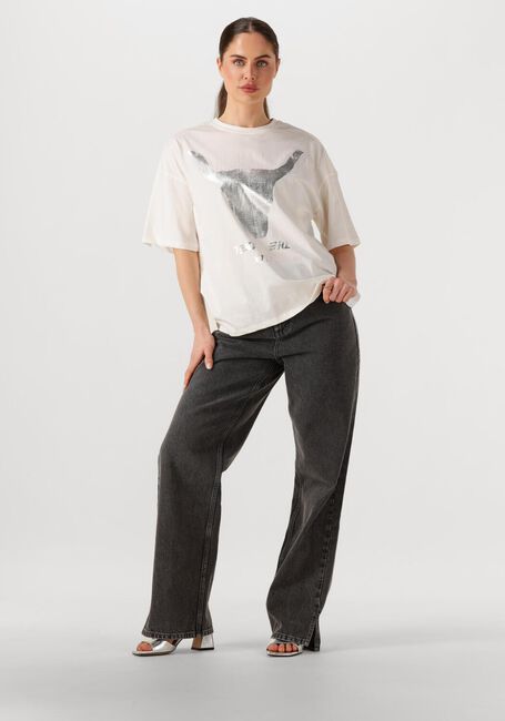 Weiße ALIX THE LABEL T-shirt LADIES KNITTED SILVER BULL T-SHIRT - large