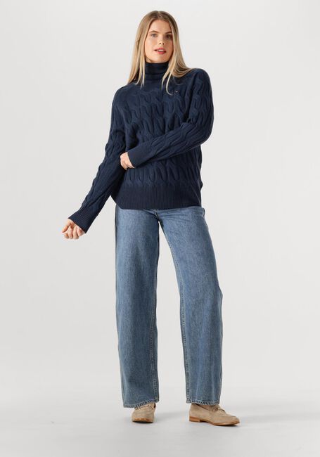 Dunkelblau TOMMY HILFIGER Rollkragenpullover SOFT WOOL CABLE ROLL-NK LS SWT - large