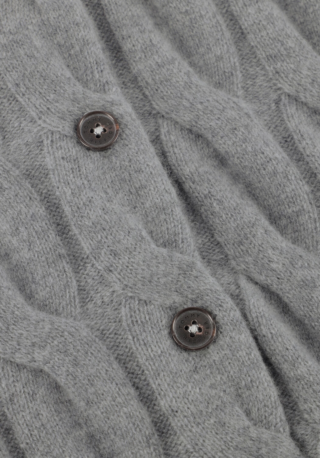 Graue TOMMY HILFIGER Strickjacke SOFT WOOL CABLE C-NK LS CARDIGAN - large