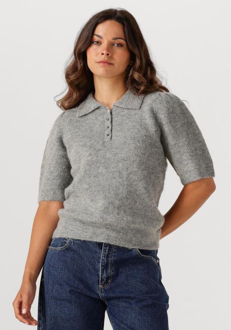 Hellgrau OBJECT Pullover OBJANNE S/S RE KNIT POLO - large