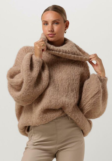 Braune AMERICAN DREAMS Rollkragenpullover PEPPER ROLL NECK ALPACA PULLOVER - large