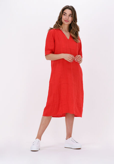 Rote BY-BAR Midikleid FLEUR LINEN DRESS - large