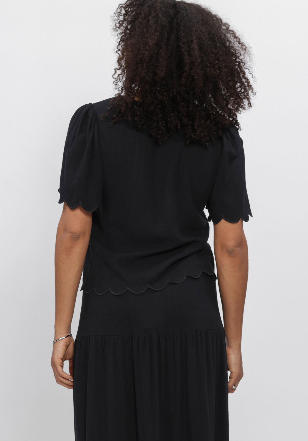 Schwarze OBJECT Strickjacke OBJSANNE 2/4 LO V-NECK TOP - large