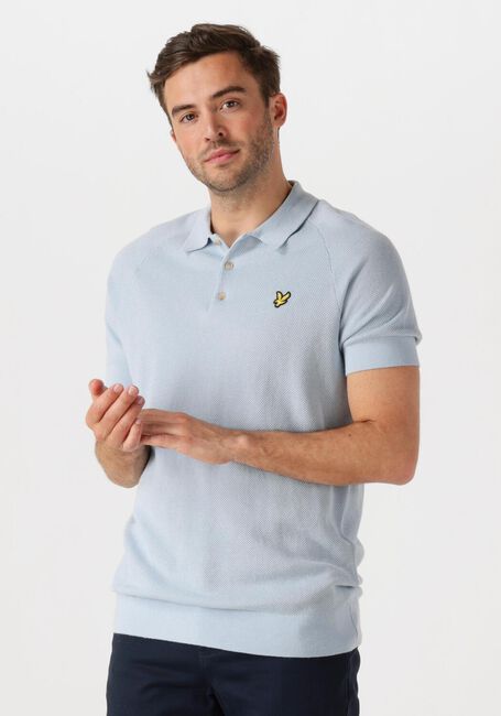 Hellblau LYLE & SCOTT Polo-Shirt LINEN BLEND KNITTED POLO - large