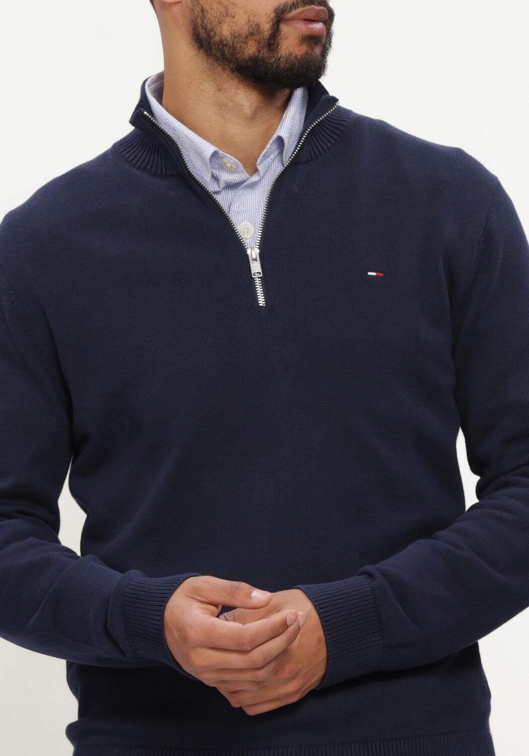 Dunkelblau TOMMY JEANS Pullover TJM SLM ESS LIGHT &frac14; ZIP SWTR EXT - large