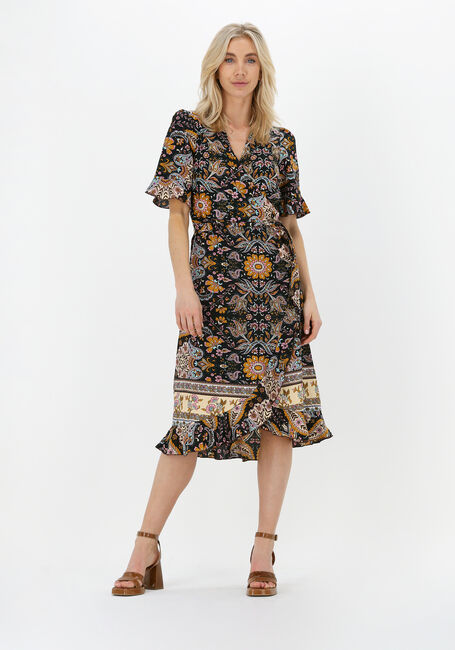 Schwarze SUMMUM Midikleid WRAP DRESS PRINTED POLYESTER - large
