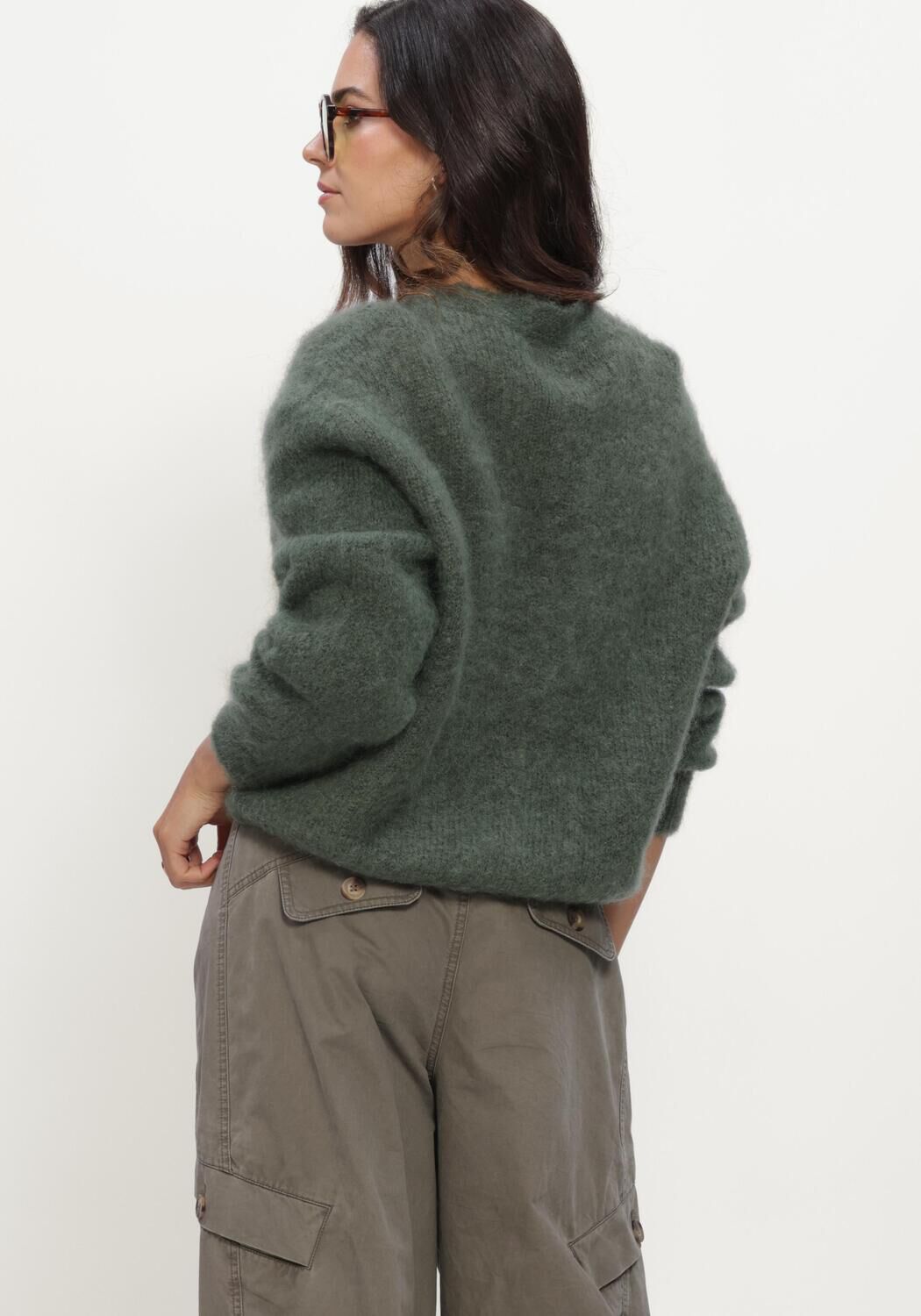 Gr&uuml;ne TWNS Pullover BUTTONED V-NECK LONG-SLEEVE CARDIGAN - large
