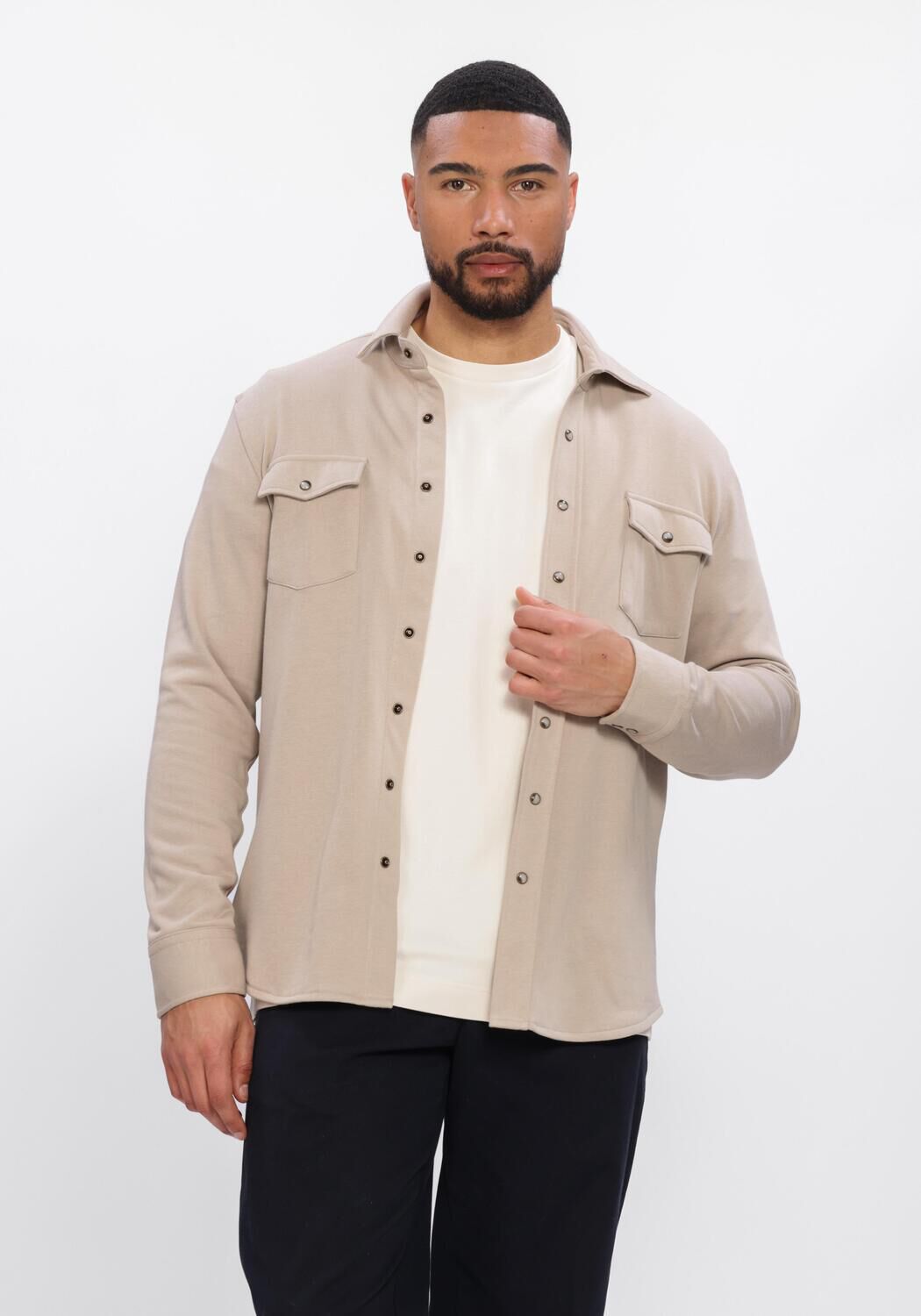 Beige PROFUOMO Casual-Oberhemd OVERSHIRT WESTERN - large