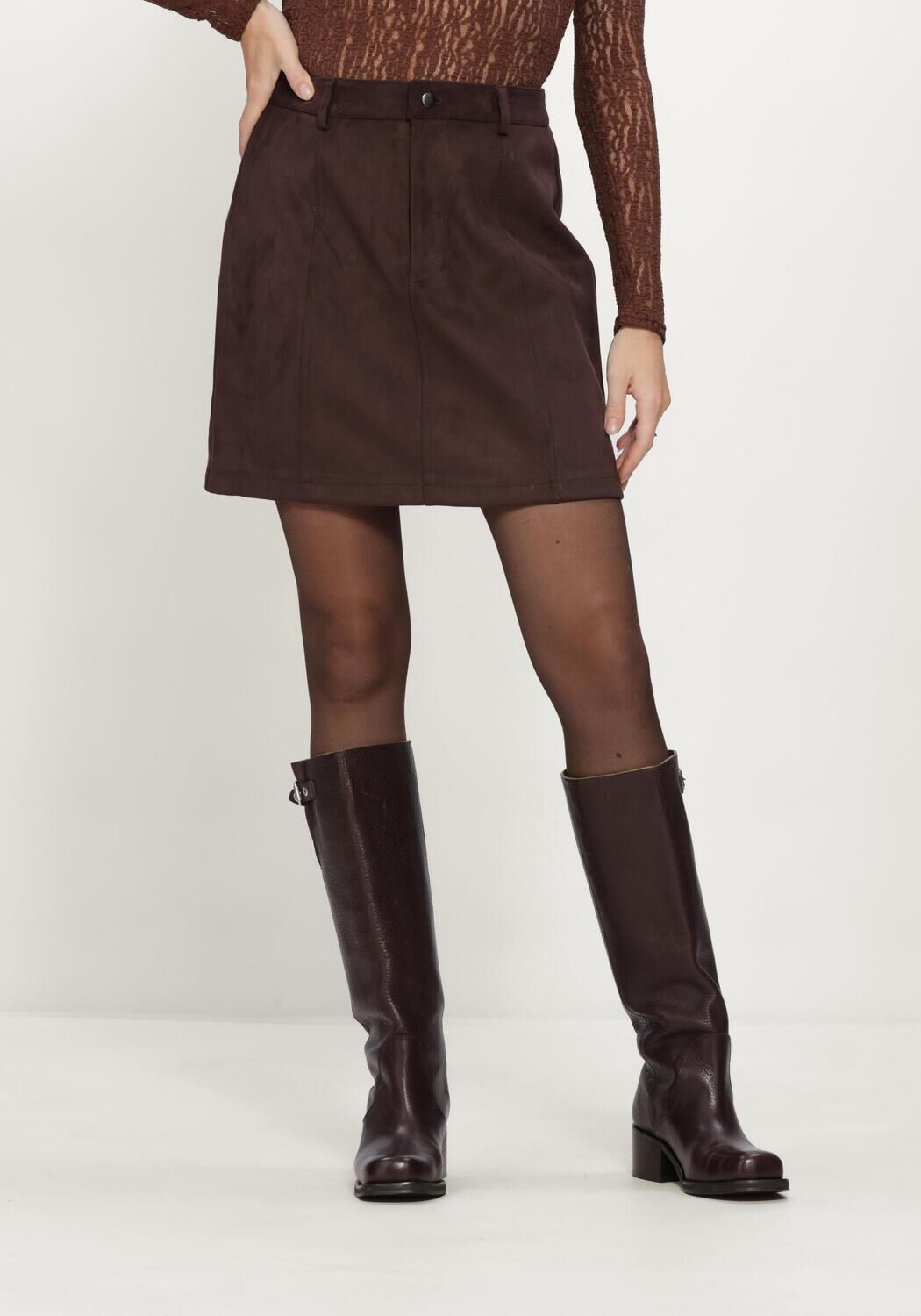 Braune OBJECT Minirock OBJALLIE HW SHORT SKIRT R - large