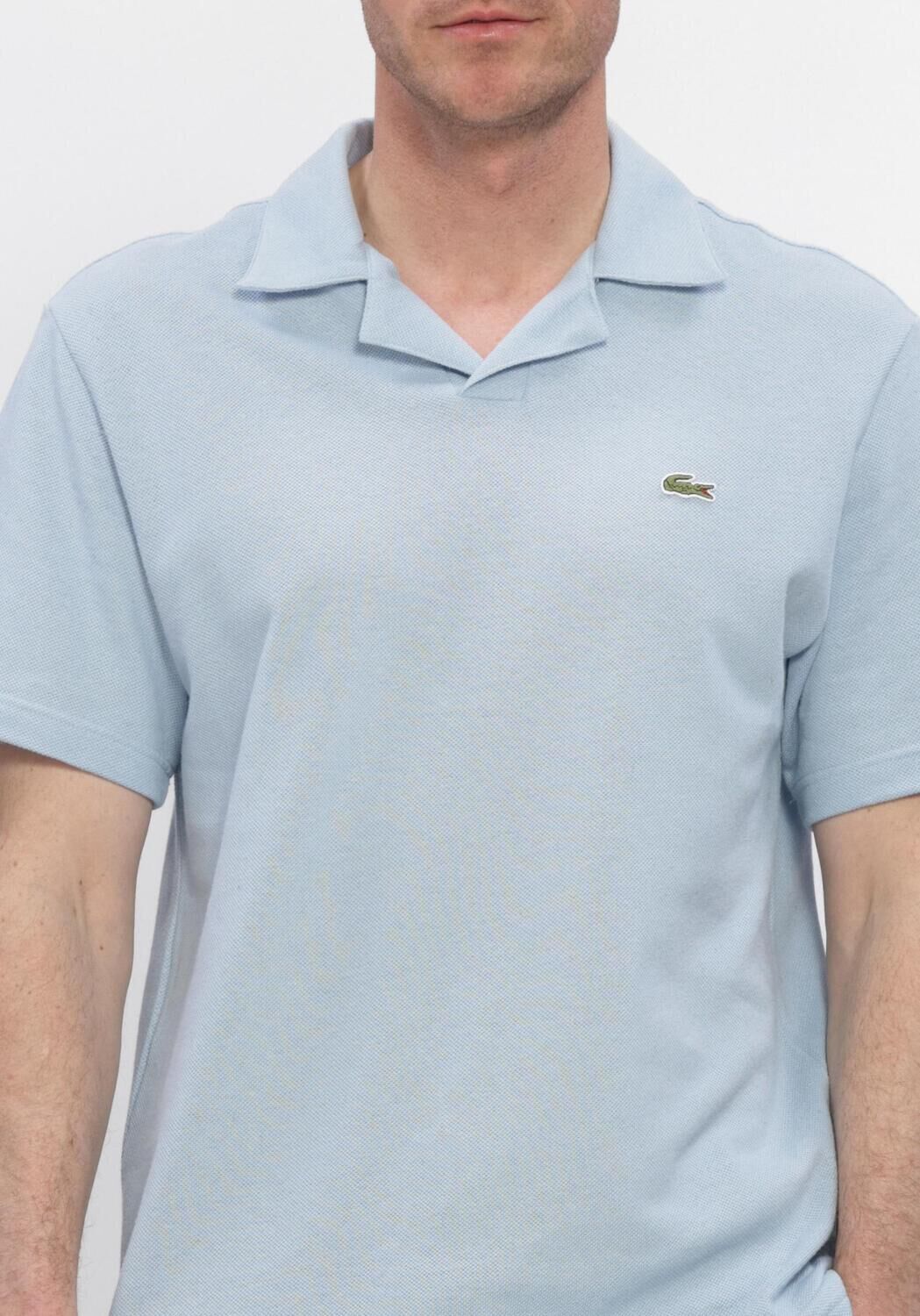 Hellblau LACOSTE Polo-Shirt CLASSIC FIT OPEN NECK COTTON LINEN BLEND POLO - large