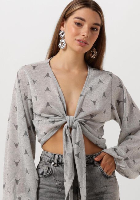 Silberne ALIX THE LABEL Top LADIES KNITTED SHEER BULL WRAP TOP - large