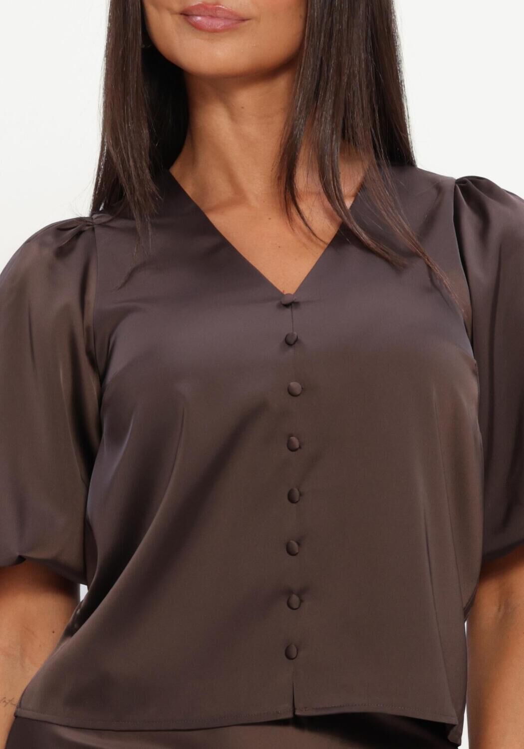 Braune Y.A.S. Blusen YASPELLA 2/4 V-NECK TOP - large
