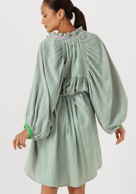 Mehrfarbige/Bunte POM AMSTERDAM Minikleid DRESS SEERSUCKER GREEN PINK - large