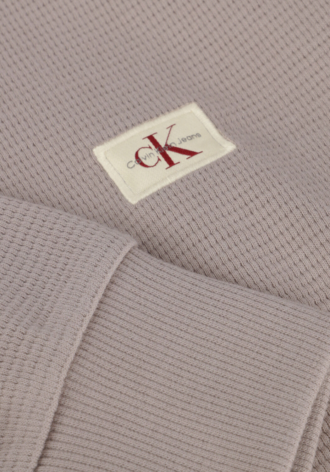 Sand CALVIN KLEIN Pullover WOVEN LABEL WAFFLE LS TEE - large