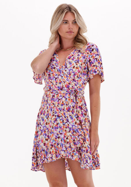 Mehrfarbige/Bunte COLOURFUL REBEL Minikleid EVY AQUAREL MINI WRAP DRESS WOMAN MULTICOLOR - large