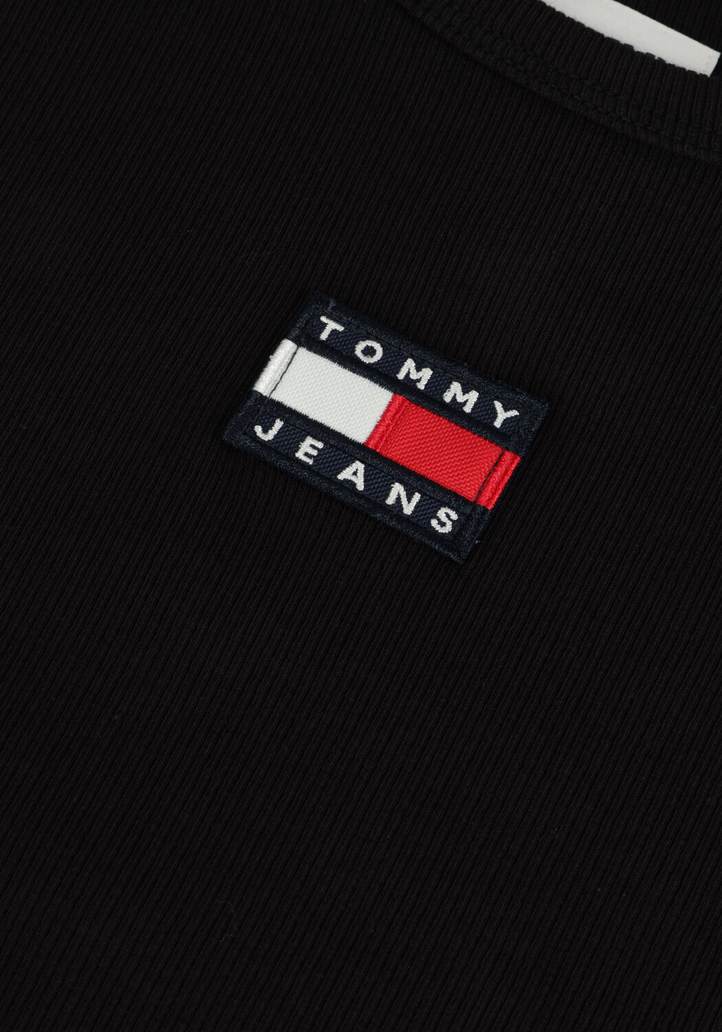 Schwarze TOMMY JEANS Top TJW BABY RIB CENTER BADGE - large