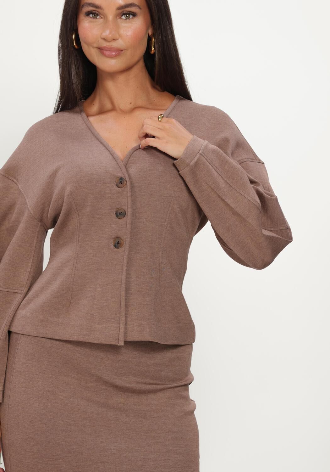 Braune INWEAR Pullover FARIIW VINCENTIW MEL JACKET - large