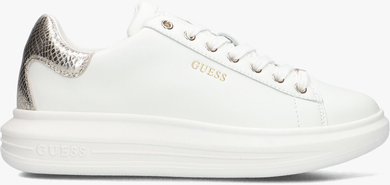Guess Sneaker Donna Stew FLPSTWFAL12 – Bassa In Ecopelle Bianca Con Girosuola Gold, Tacco 3 Cm, Calzata Giusta