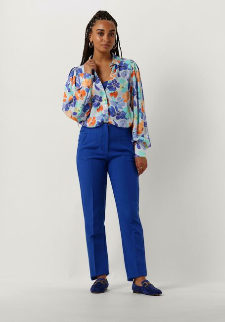 Hellblau JANSEN AMSTERDAM Blusen WP764 PRINTED BLOUSE LONG PUFFED SLEEVE - large