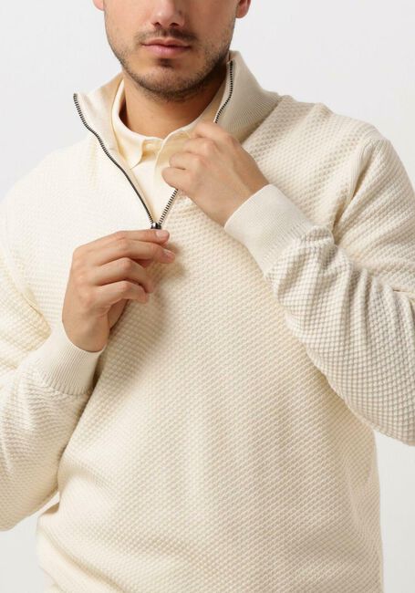 Beige TOMMY HILFIGER Pullover OVAL STRUCTURE ZIP MOCK - large