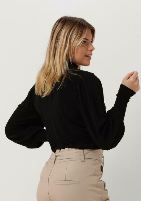 Schwarze SUMMUM Rollkragenpullover PULLOVER PUFFY SLEEVES CIRCULAR KNIT - large