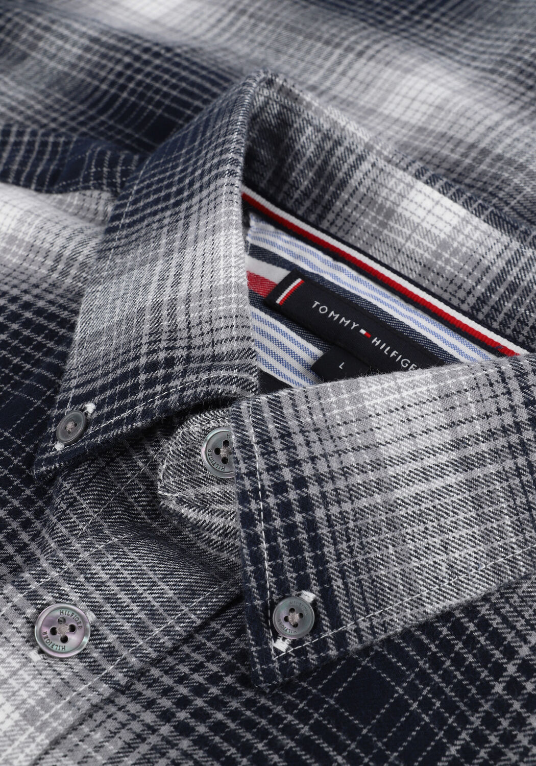 Schwarze TOMMY HILFIGER Casual-Oberhemd SLUB SHADOW CHECK RF SHIRT - large