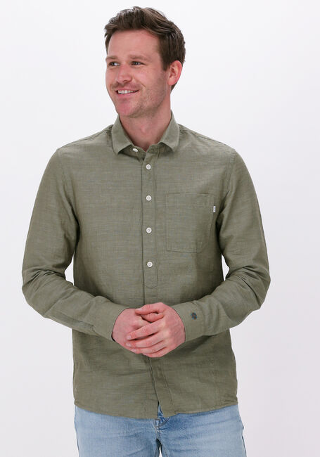 Olive CAST IRON Casual-Oberhemd LONG SLEEVE SHIRT COTTON LINEN DOBBY - large
