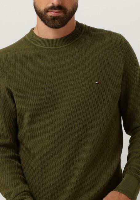 Grüne TOMMY HILFIGER Pullover RECTANGULAR STRUCTURE CREW NK - large