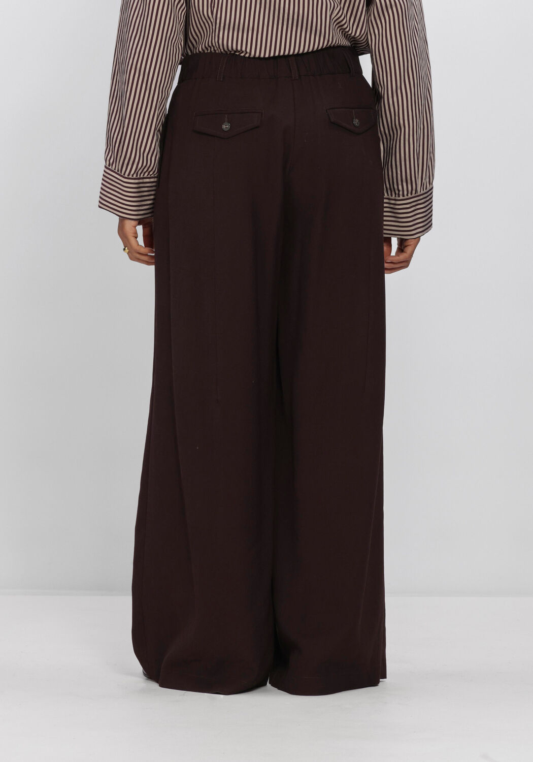 Braune SUMMUM Weite Hose TROUSERS VISCOSE TWILL - large