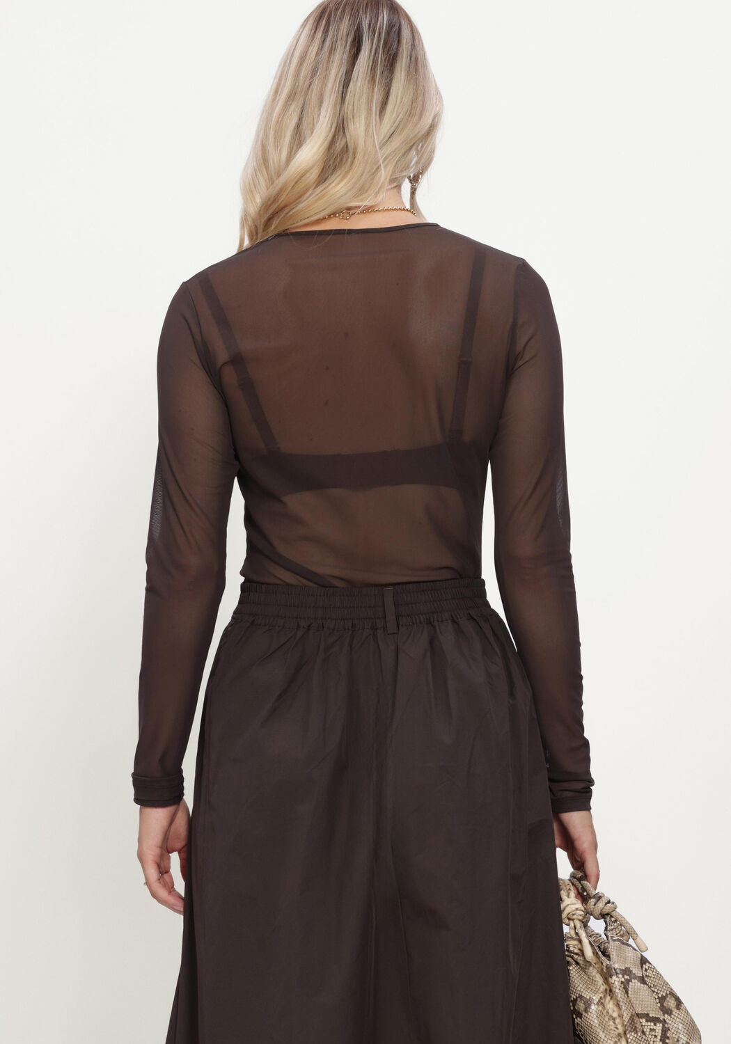 Braune SUMMUM Top ROUND NECK TOP LONG SLEEVE MESH SOLID - large