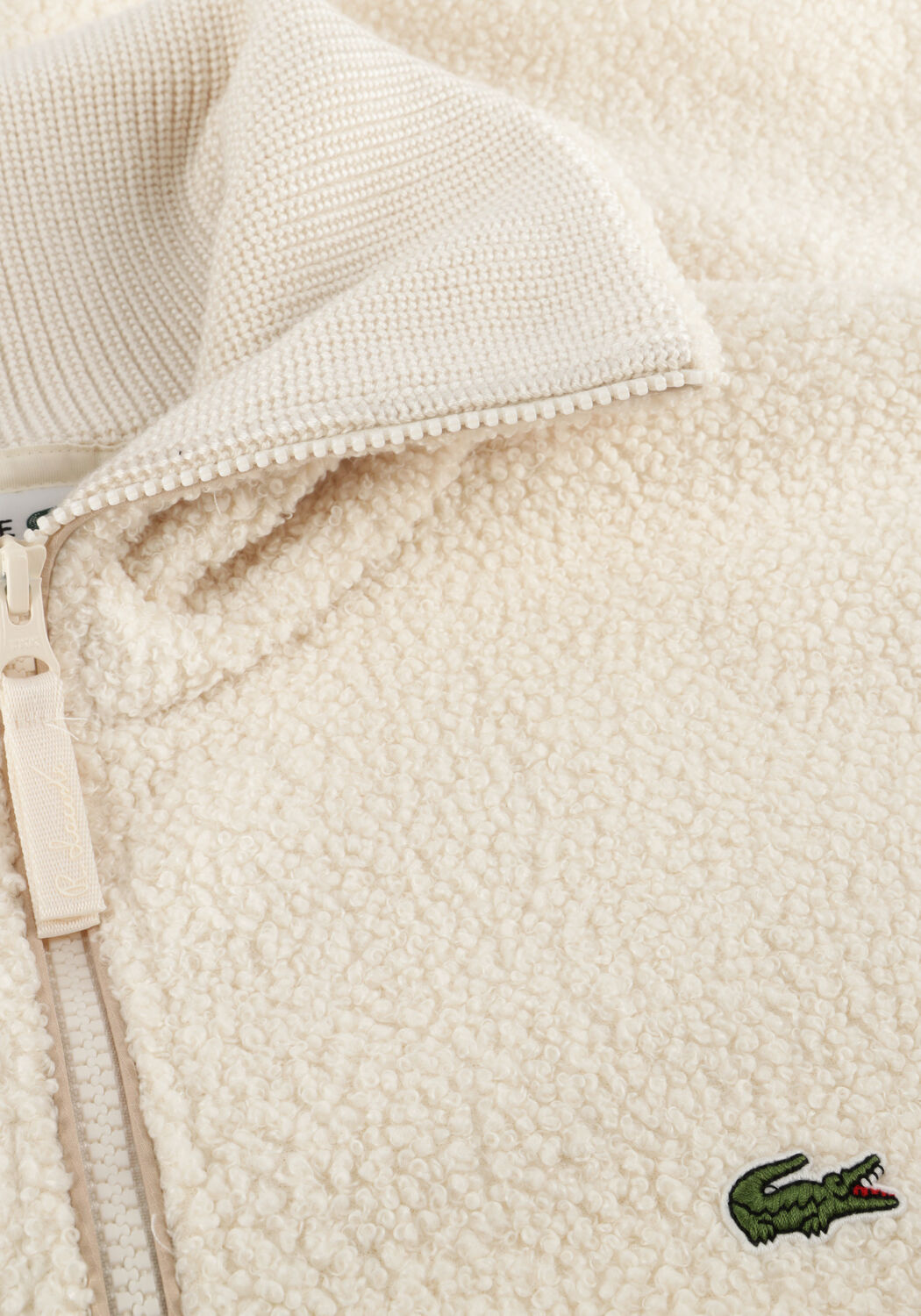 Creme LACOSTE Sweatshirt HIGH NECK ZIPPED FLEECE SWEATSHIRT - large