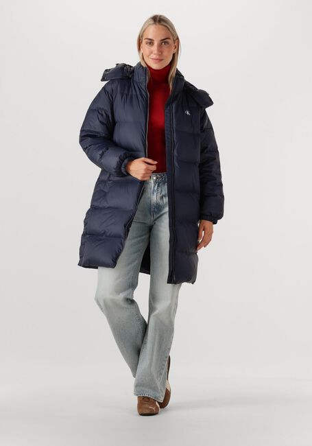 Blaue CALVIN KLEIN Wattierte Jack ESSENTIAL MIDWEIGHT LONG PUFFER - large