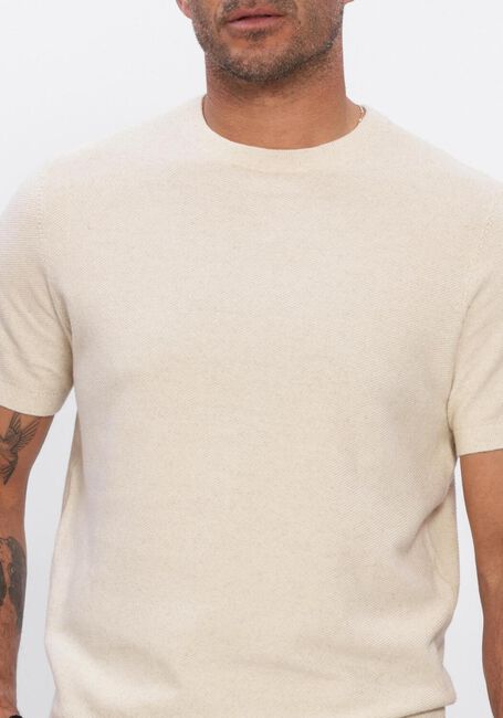 Ecru PROFUOMO Polo-Shirt T-SHIRT CREW NECK COTTON LINEN - large