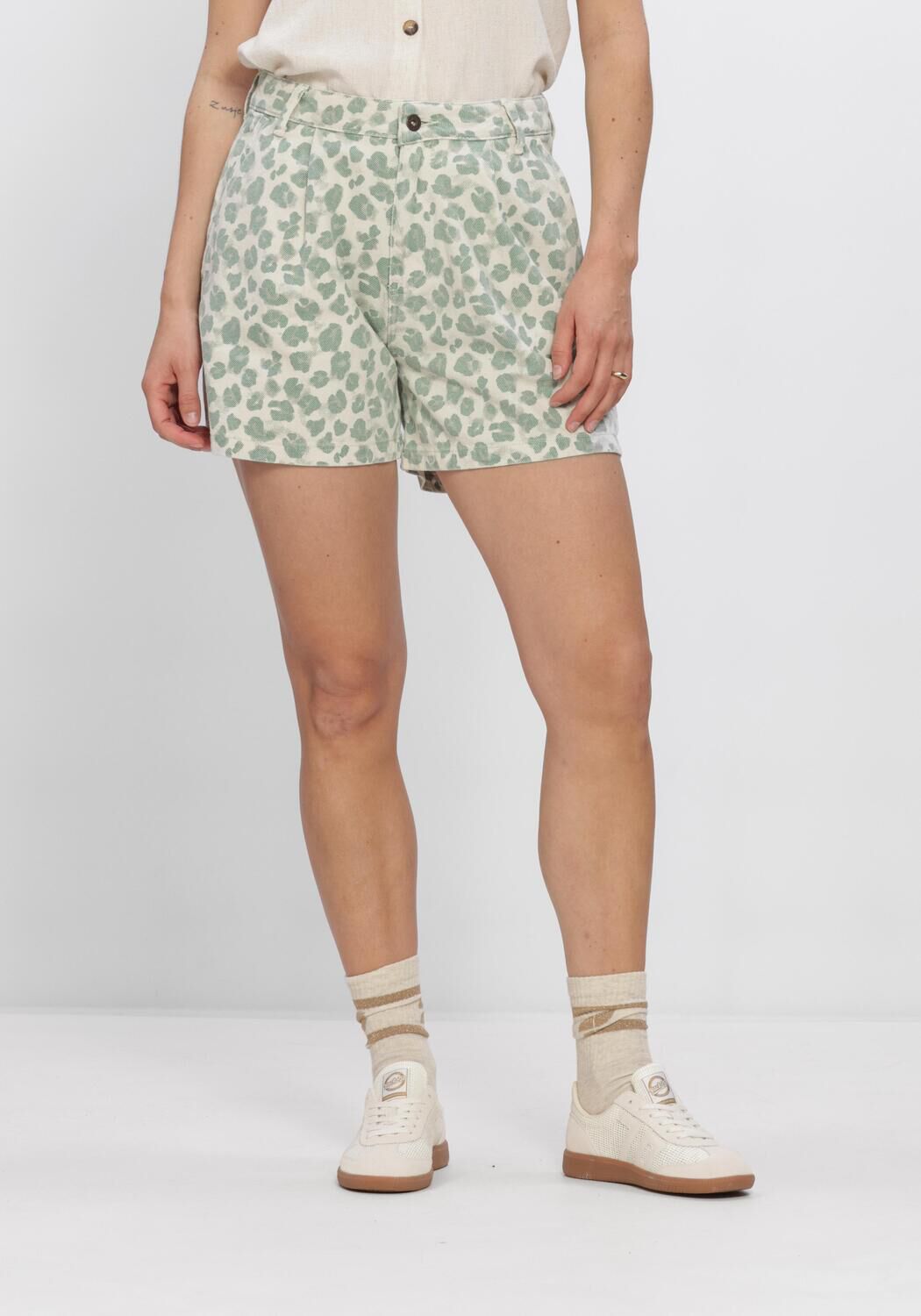 Ecru BY-BAR Kurze Hose JUNE GREEN CHEETAH SHORT - large
