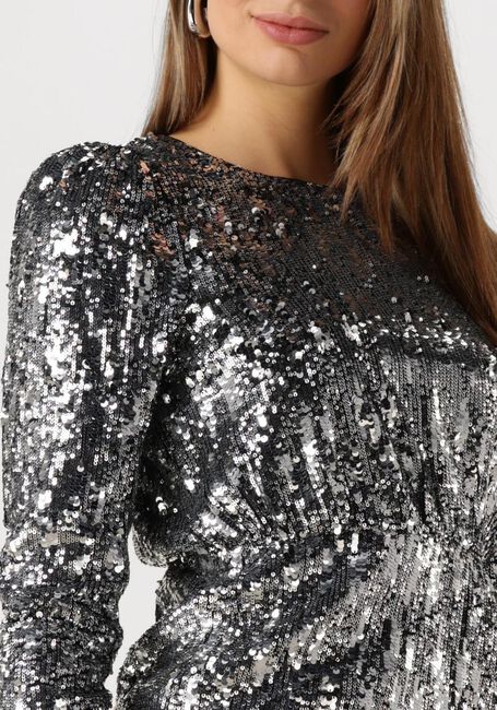 Silberne SELECTED FEMME Minikleid SLFARI-COLYN LS SHORT SEQUINS - large