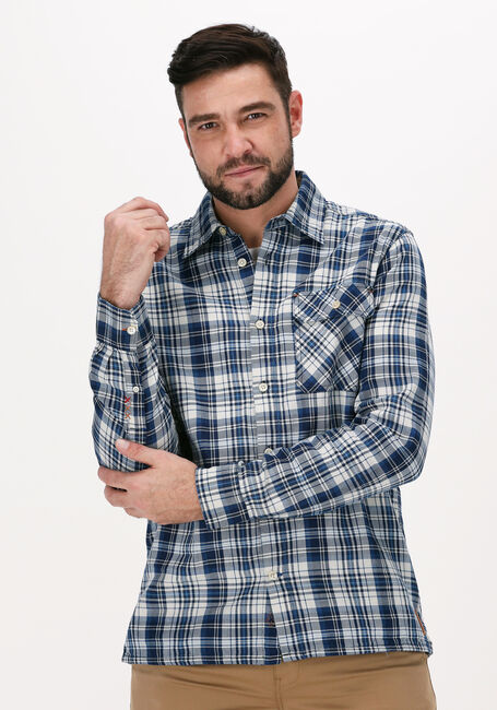 Blaue SCOTCH & SODA Casual-Oberhemd INDIGO CHECKED 1 POCKET WORKWE - large