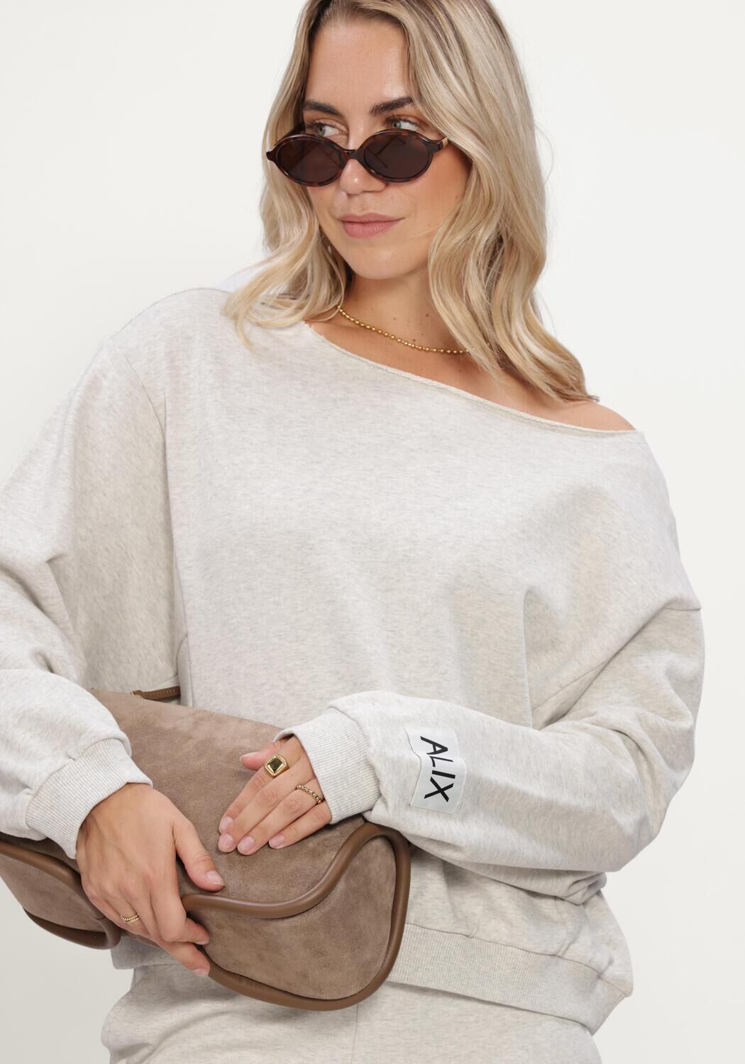 Graue ALIX THE LABEL Pullover & Cardigans LADIES KNITTED BADWING SWEATER - large