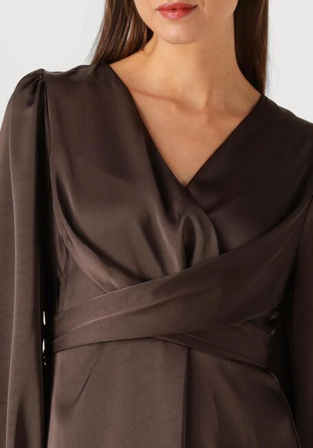 Braune NEO NOIR Midikleid RIMINI HEAVY SATEEN DRESS - large