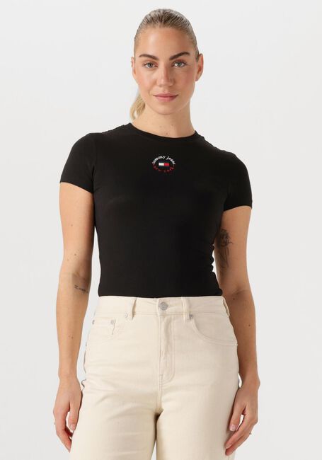 Schwarze TOMMY JEANS T-shirt TJW SLIM ESSENTIAL LOGO 2 TEE - large