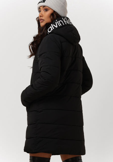 Schwarze CALVIN KLEIN Wattierte Jack LOGO HOOD LW PADDED COAT - large
