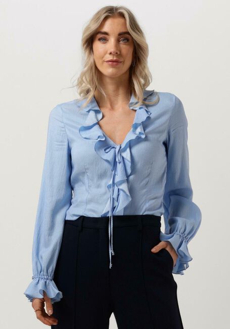 Hellblau VANILIA Bluse STRUCTURE RUFFLE TOP - large