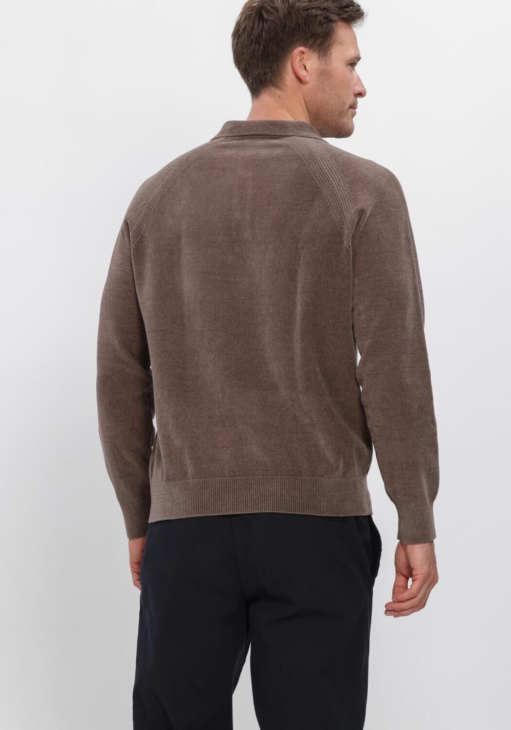 Braune PROFUOMO Pullover POLO LS CHENILLE - large