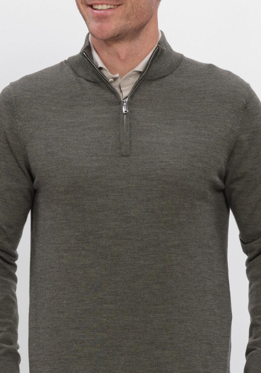 Dunkelgr&uuml;n PROFUOMO Pullover PULLOVER HALF ZIP EXTRAFINE MERINO - large