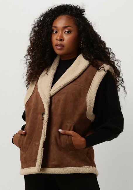 Braune JANICE Gilet LAMMY VEST DAMES JUSTIN SUEDE - large